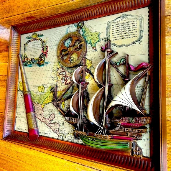 Vintage Midcentury 3D Shadow Box – L’Amérique Septentrionale Map Art - Picture 2 of 8